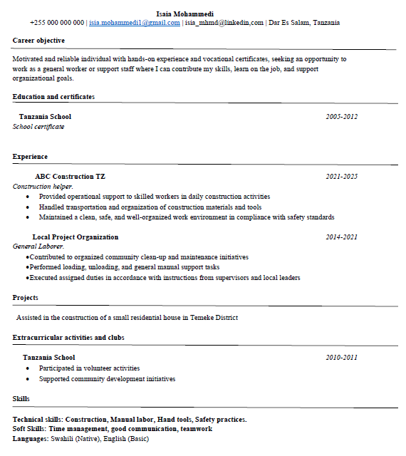 Resume Template #1